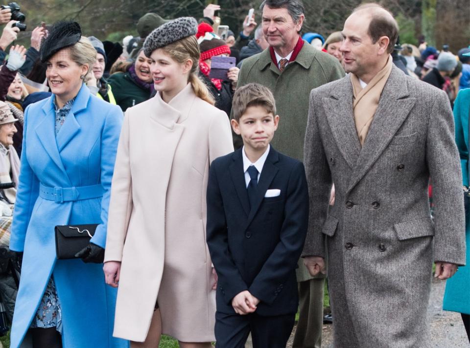Royals Christmas - Prince Edward, Earl of Wessex, Sophie, Countess of Wessex with James Viscount Severn and Lady Louise Windsor- 