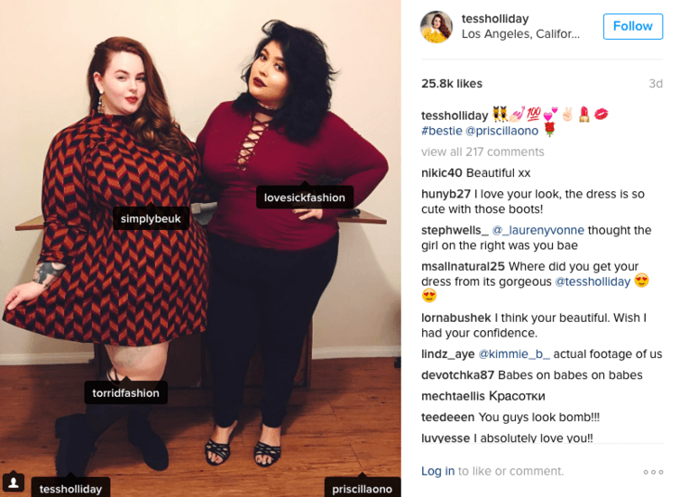 <span class="caption">Tess Holliday on Instagram.</span>