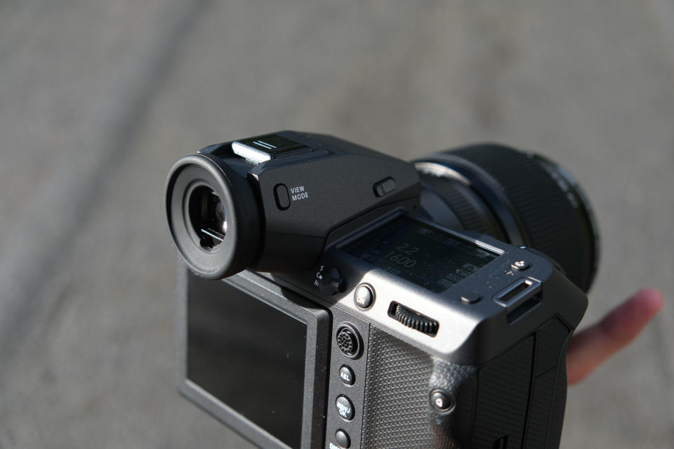 Fujifilm GFX 100 II camera detachable viewfinder on the camera