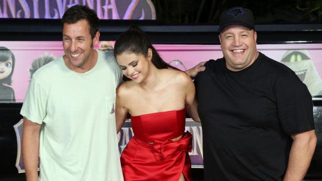 Although Selena Gomez looked gorgeous in red at the <em>Transylvania 2</em> premiere in Mexico over the weekend, some people are taking serious issue with the red carpet pictures of her and her co-stars Adam Sandler and Kevin James. Particularly, when it comes to their fashion. While Selena is dressed to the nines in a red Katie Ermilio tube top and a matching skirt, Adam and Kevin are obviously much more casually dressed -- some could argue sloppy -- in comfy t-shirts and sneakers. <em>Yahoo! Style</em> notes that aside from 22-year-old Selena looking "uncomfortable" both in the her outfit featuring a high-slit -- and being "flanked by two 40-something men" -- the fashion standards to which she's held are obviously different than her male counterparts. <strong>PHOTOS: The Most Adorable Selena Gomez Looks</strong> Could the former Disney star ever show up to a premiere looking as casual as Adam and Kevin, and not be completely ridiculed for her "too-casual outfit choice?" Getty Images "There's a double standard in Hollywood fashion, and this photo -- men, looking as if they’ve rolled out of bed or come from the gym, with their female co-star putting effort (and hours of it) into her appearance -- encapsulates it," <em>Yahoo Style</em>'s Lauren Tuck writes. " ... But the young multi-hyphenate who's been in the biz for over a decade knows the name of the game: look good, get your picture taken, make a best dressed list, get lots of press, rake in money." But it should be noted that Adam, 48, has a long history of under-dressing for red carpets. Still, "that doesn’t discount him from the sexist issue at the heart of it all," the article reads. <strong>NEWS: Cannes Film Festival Accused of Sexism After Allegedly Turning Women Away for Not Wearing High Heels </strong> Last month, 37-year-old Maggie Gyllenhaal made headlines when she said she was deemed "too old" to play a 55-year-old's lover in a film she was interested in. Watch below: