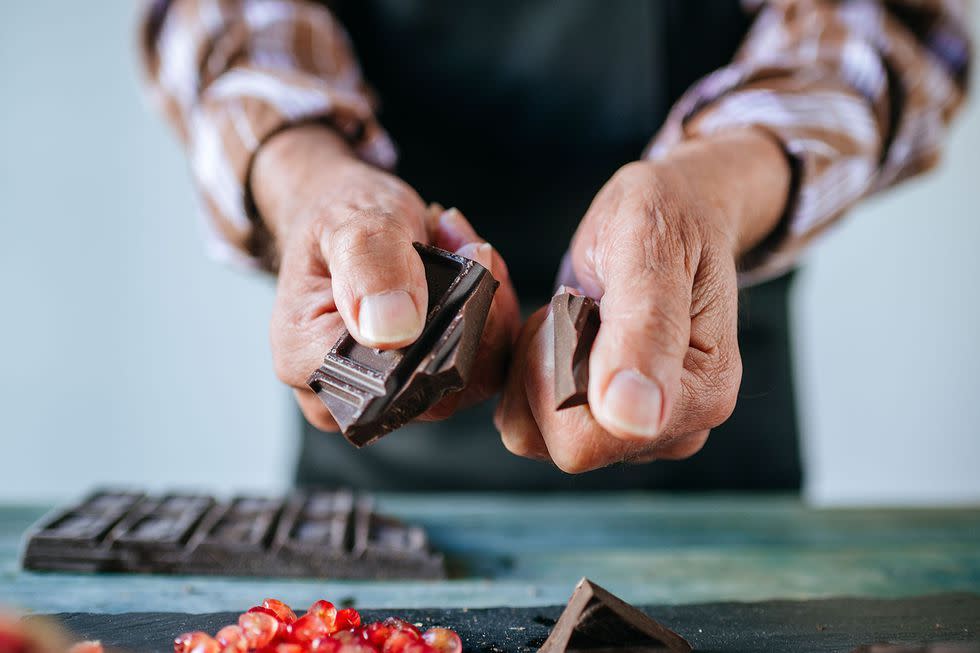 Hand, Chocolate, Food, Finger, Recipe, Cuisine, Chocolatier, Nail, Culinary art, Gesture, 