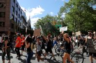 Protest against racial inequality in the aftermath of the death in Minneapolis police custody of George Floyd, in New York