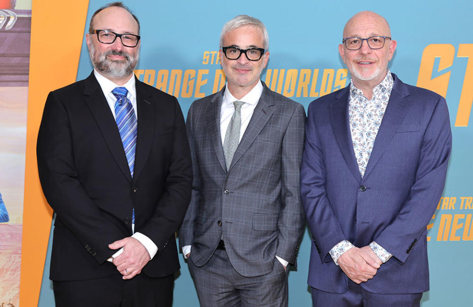 (L-R) Henry Alonso Myers, Alex Kurtzman and Akiva Goldsman attend the Paramount+’s Star Trek: Strange New Worlds Season 1 New York Premiere at AMC Lincoln Square Theater on April 30, 2022 in New York City. - Credit: Michael Loccisano/Getty Images