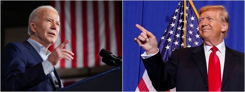 FILE PHOTO: Combination picture showing U.S. President Joe Biden and Republican presidential candidate and former U.S. President Donald Trump