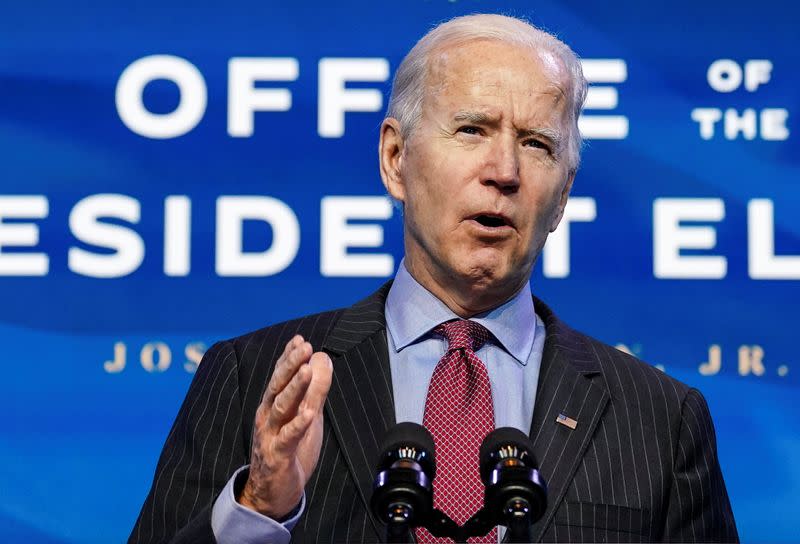 U.S. President-elect Joe Biden announces economics and jobs team nominees at transition headquarters in Wilmington, Delaware