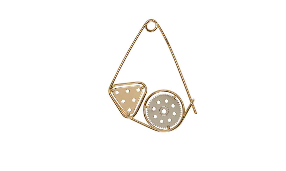 Loewe Gold Meccano double brooch, $290, ssense.com