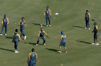 The Pakistan cricket team attend a practice session at National Stadium in Karachi, Pakistan, Monday, Jan. 25, 2021. Pakistan will play the first test match against South Africa on Jan. 26. (AP Photo/Fareed Khan)