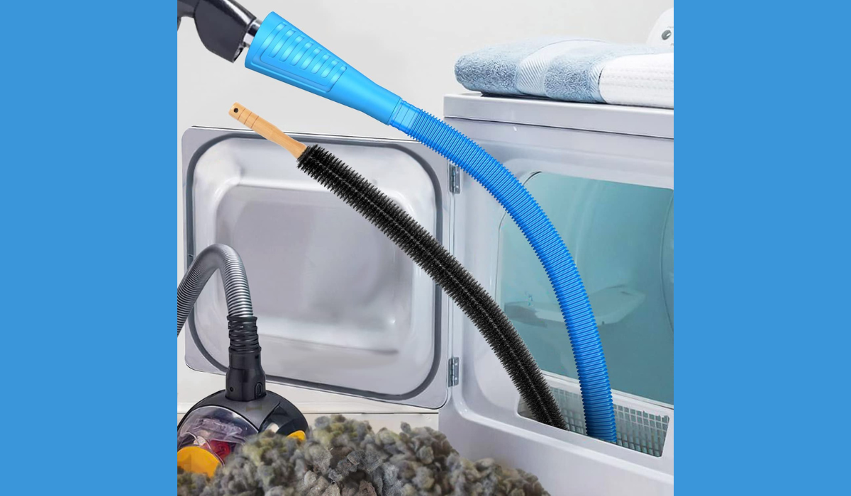 Dryer hose cleaner going into dryer