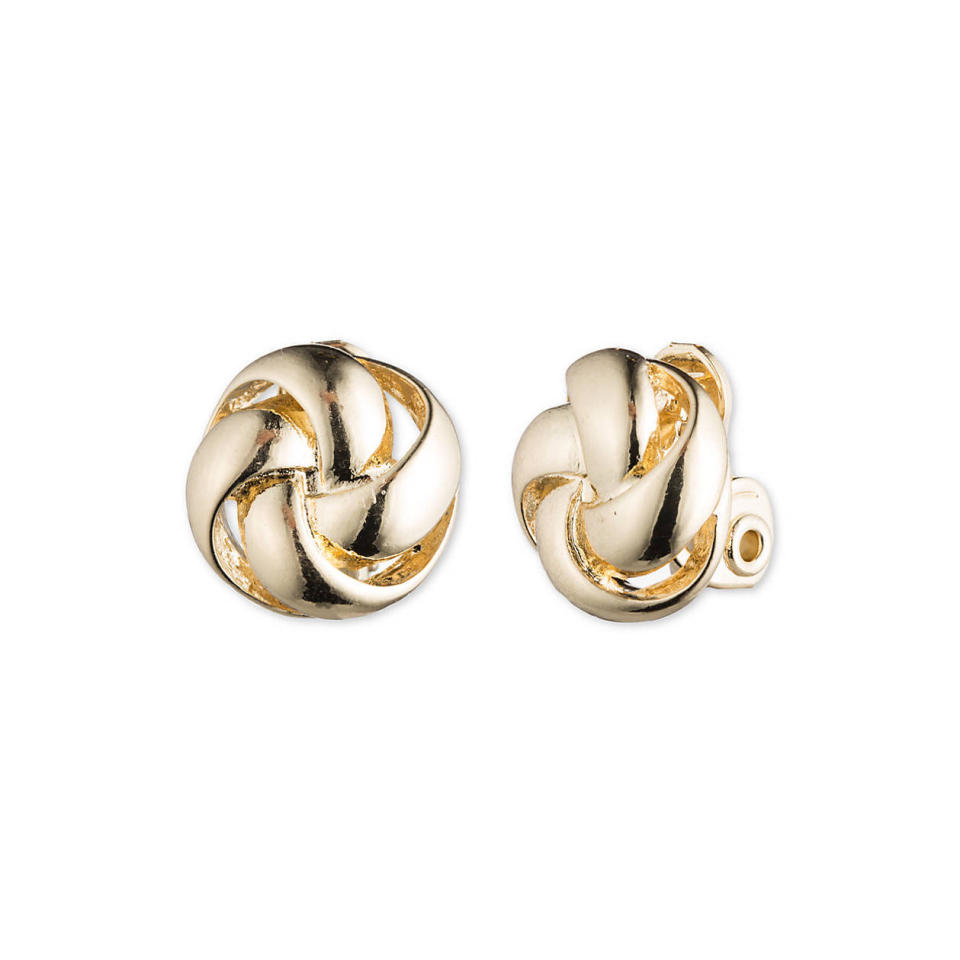 Gold Knot Clip-On Earrings