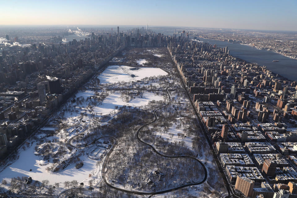 Central Park lies under a blanket of snow on January 5, 2018 in New York City.&nbsp;