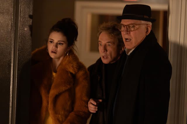 <p>Craig Blankenhorn/Hulu</p> From left: Selena Gomez, Martin Short and Steve Martin on "Only Murders in the Building"