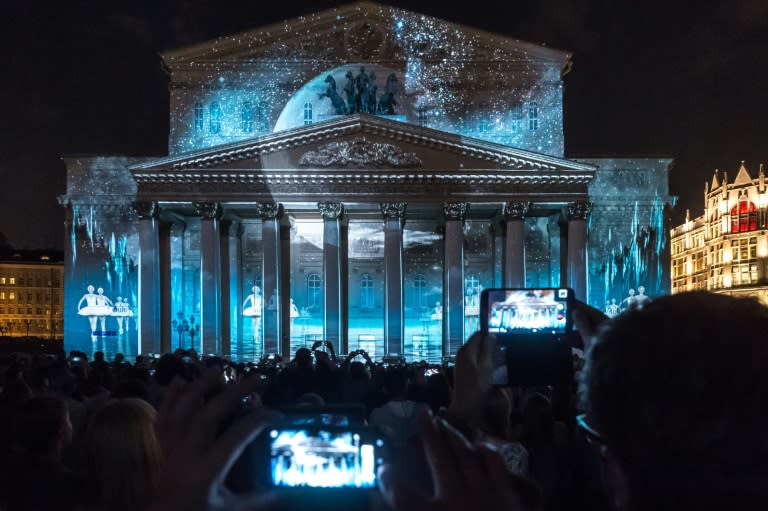 The Bolshoi Theatre in Moscow, photographed during a light show on September 26, 2015, is among more than 60 global arts institutions participating in the immersive virtual Google Cultural Institute, launched December 1