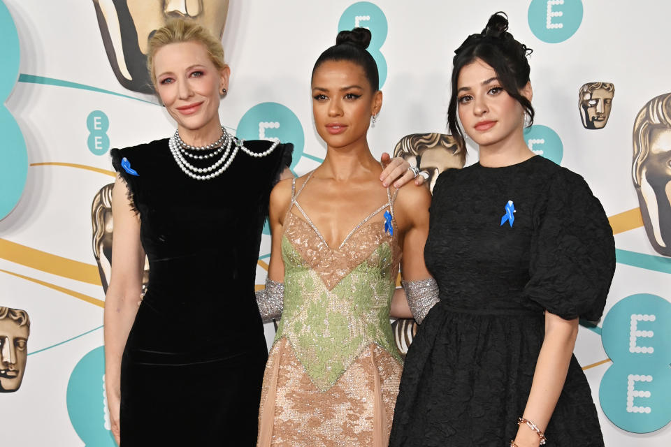 Cate Blanchett, Gugu Mbatha-Raw and Yusra Mardini on the BAFTA Awards red carpet. 