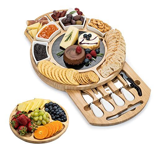 5) Bamboo Cheese Board and Knife Set