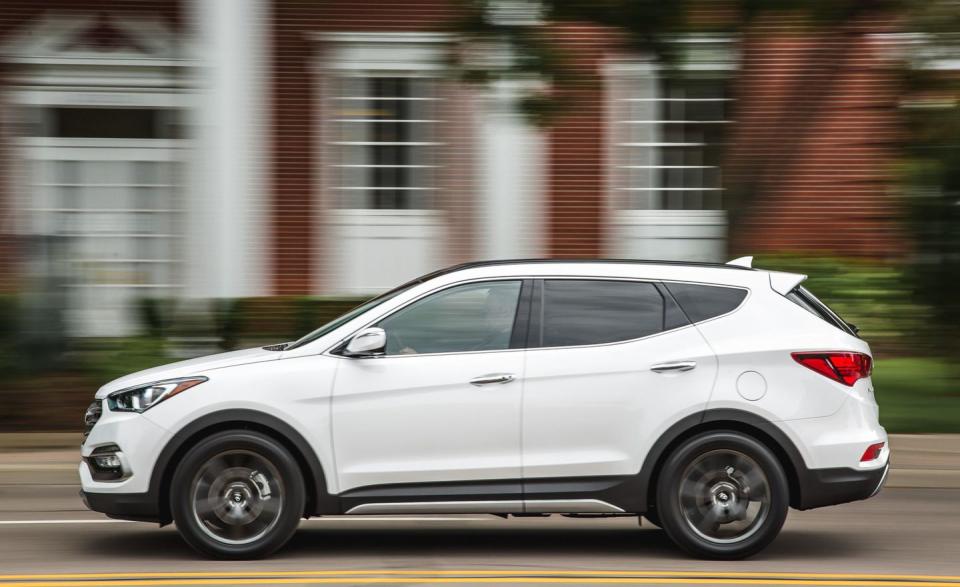 <p><strong>Hyundai's American Models</strong></p><p>• <a rel="nofollow noopener" href="https://www.caranddriver.com/hyundai/santa-fe-sport" target="_blank" data-ylk="slk:Santa Fe Sport;elm:context_link;itc:0;sec:content-canvas" class="link ">Santa Fe Sport</a></p>