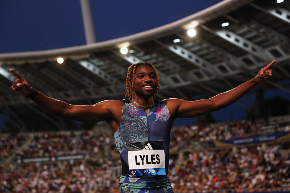 Noah Lyles has his sights set on the 100-200 double at Worlds in August, a feat that hasn't been accomplished since Usain Bolt did it in 2015. (Photo by Dean Mouhtaropoulos/Getty Images)