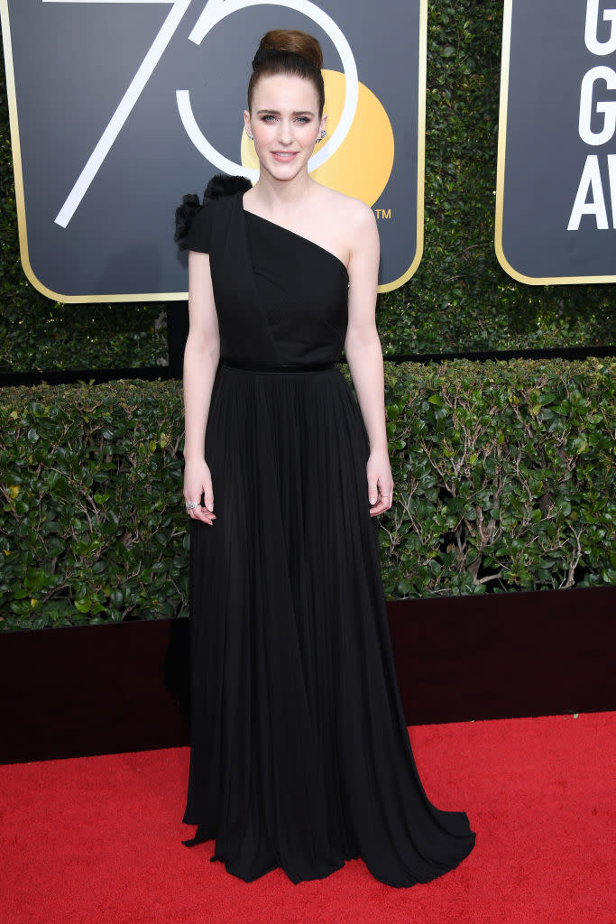 <p>Rachel Brosnahan, who won Best Actress in a TV Comedy for <i>The Marvelous Mrs. Maisel</i>, attends the 75th Annual Golden Globe Awards at the Beverly Hilton Hotel in Beverly Hills, Calif., on Jan. 7, 2018. (Photo: Steve Granitz/WireImage) </p>