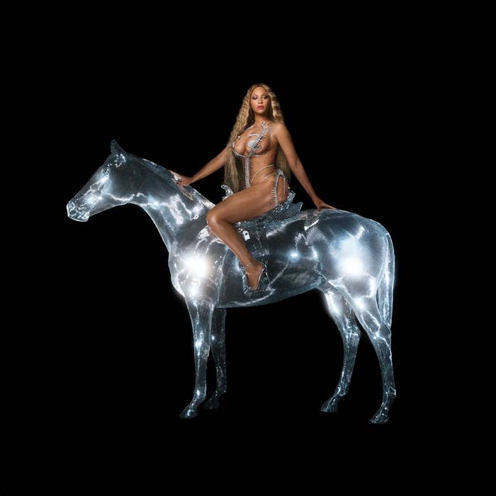 Beyoncé sitting atop a horse