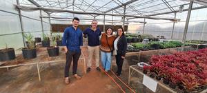 Left to Right:  Matias Santipolo of Gaia AgroSolutions, Professor Juliano Vileia de Resende of the University of Londrina, Rafaela Butarello of Gaia AgroSolutions and Dr. Rosemarie Rodrigues of Gaia AgroSolutions. (Photo credit:  Photo credit:  Rosemarie Rodrigues, Ph.D., Agronomist and Director at Gaia AgroSolutions).