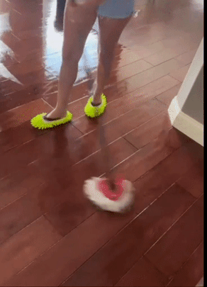 A set of mop and dusting slippers