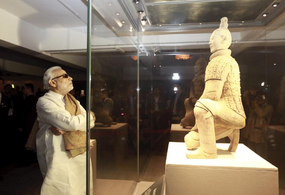 Indian Prime Minister Modi visits the Museum of Qin Terracotta Warriors and Horses, in Xian