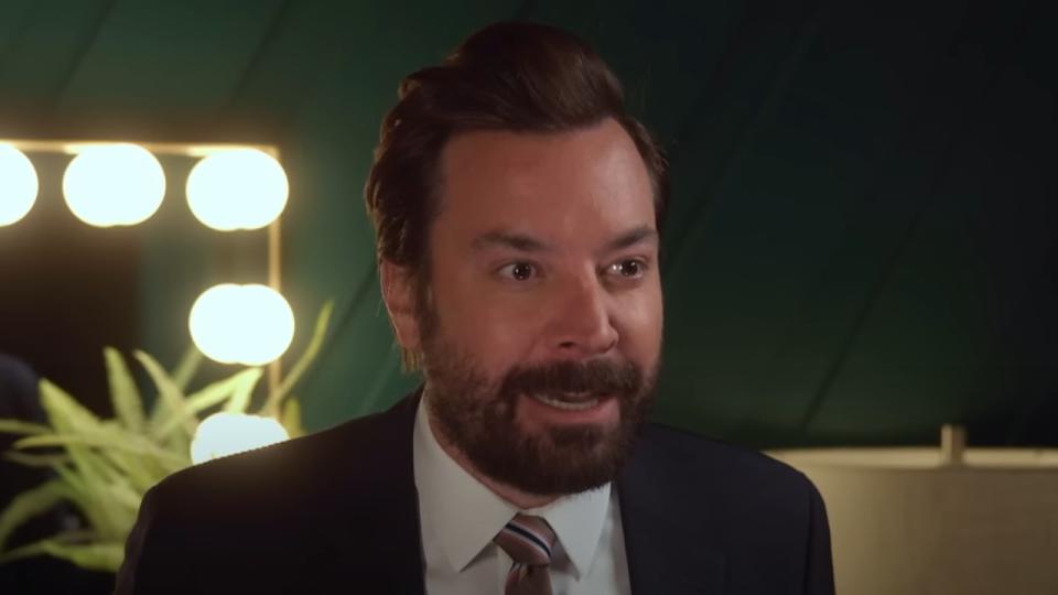  Bearded Jimmy Fallon in dressing room on The Tonight Show. 