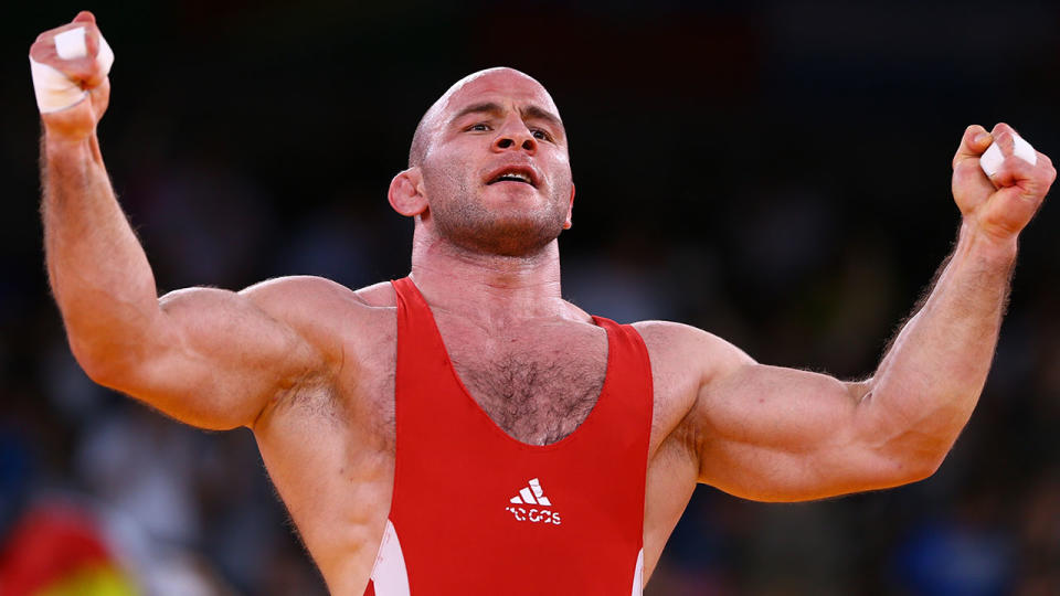 Artur Taymazov in action at the 2012 Olympics in London.  (Photo by Paul Gilham/Getty Images)