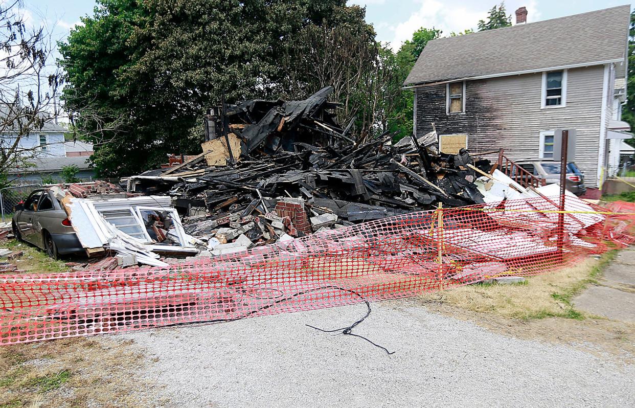 This is what is left Tuesday of the home at 304 Prospect St. in Ashland after a gas explosion at the house Sunday night.