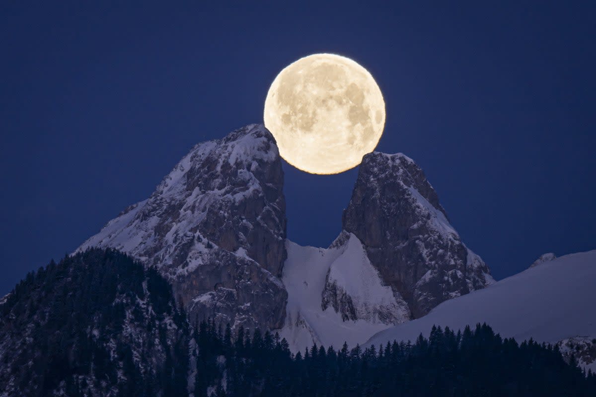 The twin peaks of Les Jumelles in Aigle, Switzerland (EPA)