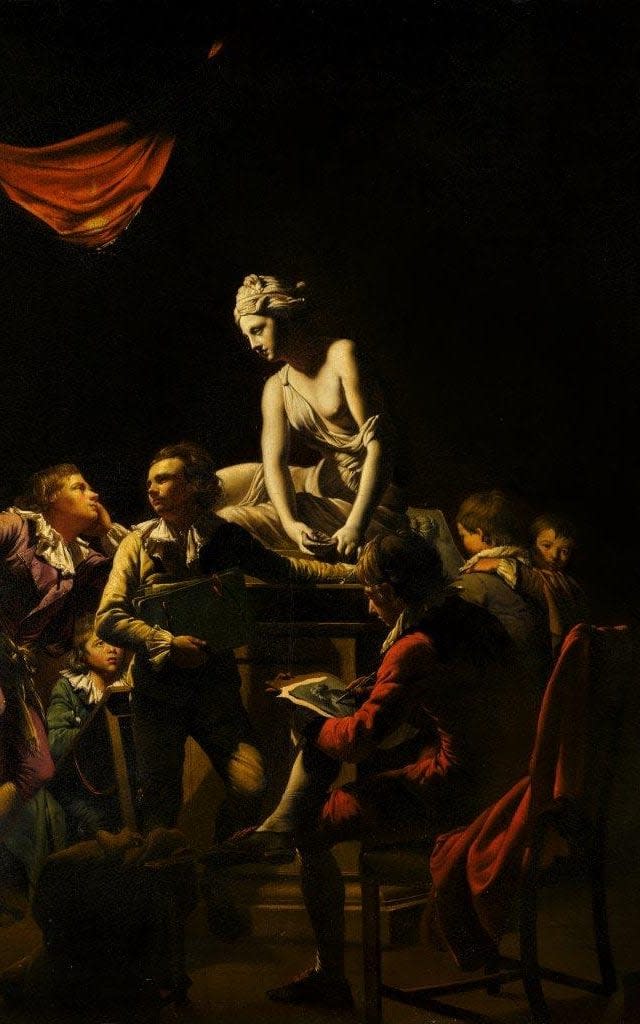 Joseph Wright of Derby's 'An Academy by Lamplight' sold for £7,263,700 a record for a work by the artist  - Courtesy of Sotheby's