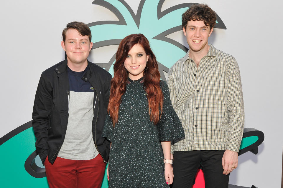 LOS ANGELES, CA - SEPTEMBER 21:  Graham Sierota, Sydney Sierota and Noah Sierota of Echosmith attend the Lacoste Century City Grand Opening on September 21, 2018 in Los Angeles, California.  (Photo by John Sciulli/Getty Images for Lacoste)