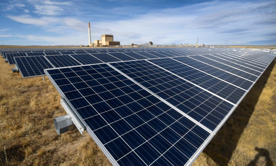 A solar panel orients towards the sun at the Rawhide Flats Solar site in Wellington on Nov. 19, 2019.