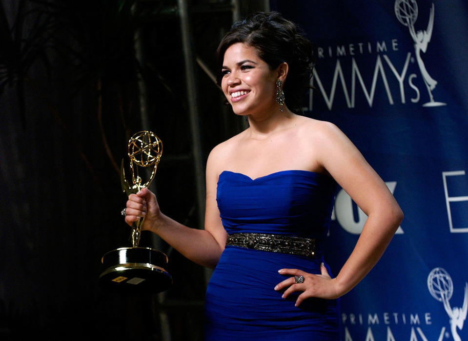 Actress America Ferrera of "Ugly Betty" poses in the press room at the 59th Annual Primetime Emmy Awards for Outstanding Lead Actress in a Comedy at the Shrine Auditorium on September 16, 2007 in Los Angeles, California. (Photo by Albert L. Ortega/WireImage)