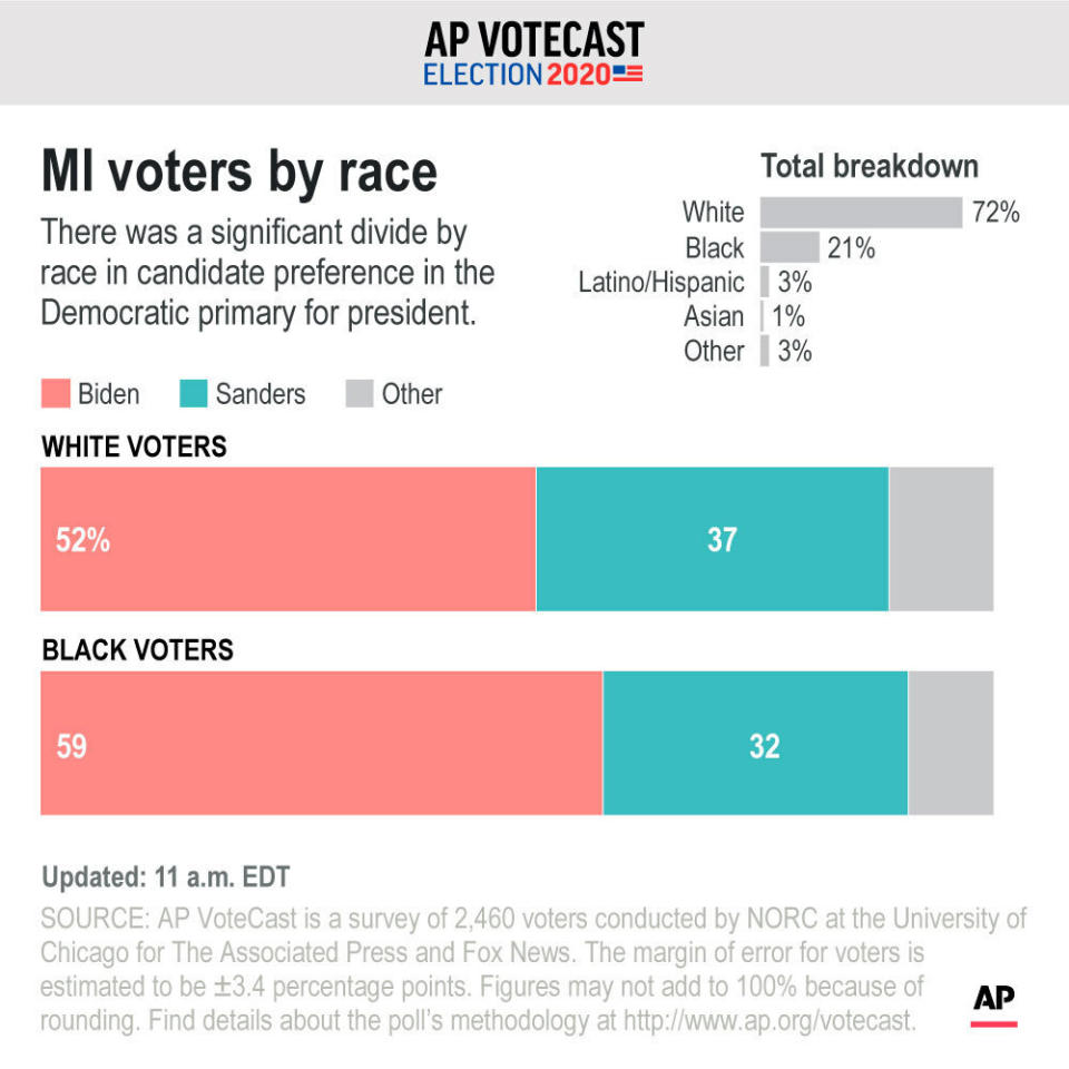 Vote breakdown by race in Michigan;