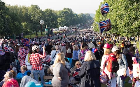  Early morning Royal fans arriving in Windsor - Credit: Jeff Gilbert for The Telegraph 