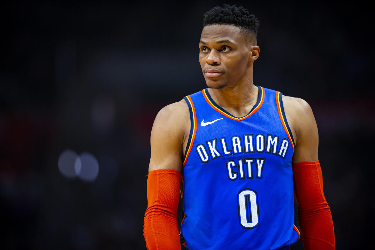 Russell Westbrook's contentious relationship with Utah Jazz fans hit a new level Monday. (Getty)