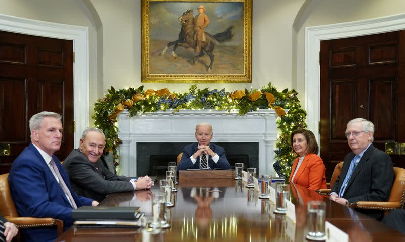 Biden meets with congressional leaders at the White House in Washington