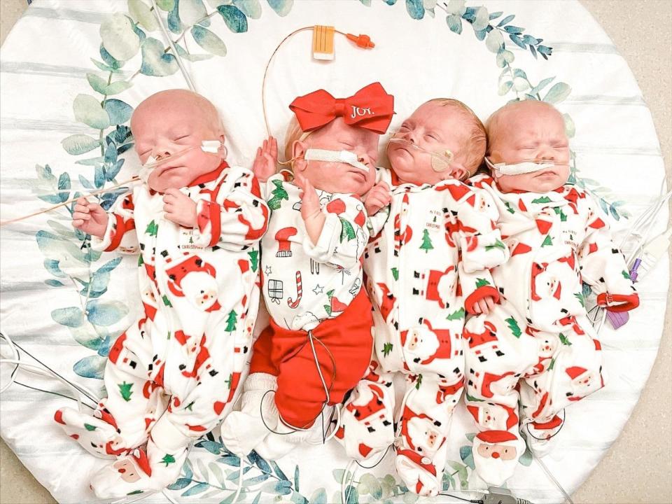 PHOTO: Atlas, Dominic, Magnolia and Morgan all had varying NICU stays – from 64 days to 147 days – until they were healthy enough to go home. (Courtesy of Hanna Castle)