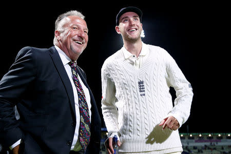 Cricket - England vs West Indies - First Test - Birmingham, Britain - August 19, 2017 England's Stuart Broad with Ian Botham after becoming England's second highest wicket taker in test matches Action Images via Reuters/Paul Childs