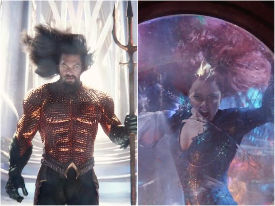 Jason Momoa (left) and Amber Heard in ‘Aquaman and the Lost Kingdom’ (Warner Bros)
