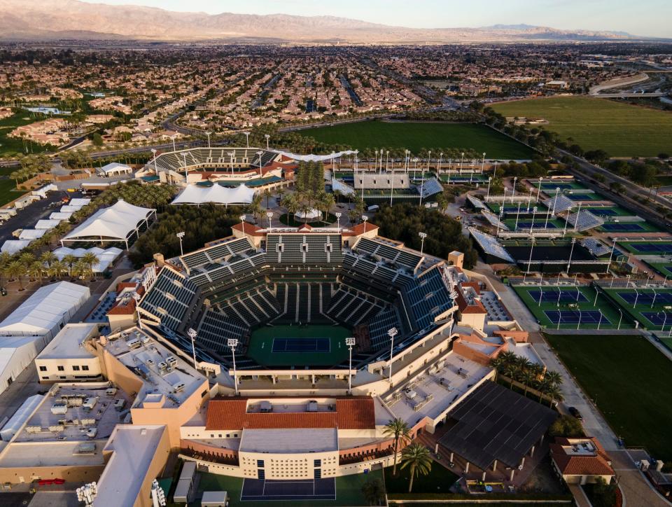 Stadium 1 is seen at the Indian Wells Tennis Garden in Indian Wells, Calif., Saturday, Feb. 3, 2024.