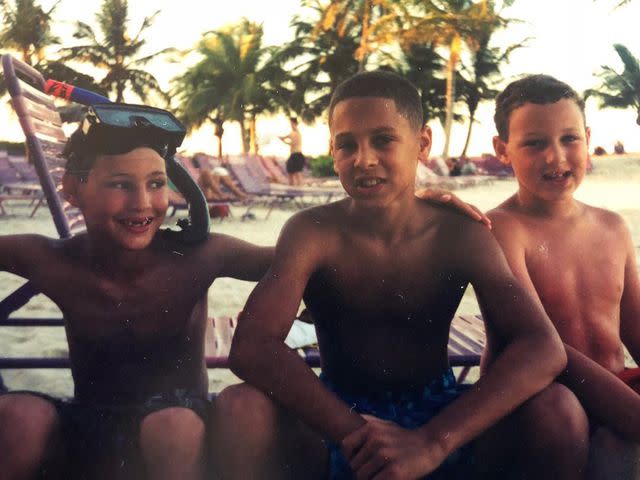 <p>Mychel Thompson Instagram</p> Klay Thompson, Mychel Thompson, and Trayce Thompson.