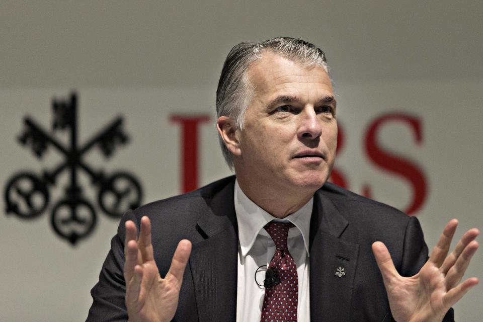 Sergio Ermotti the CEO of Swiss banking giant UBS addresses the annual results news conference on January 22, 2018 in Zurich. - Swiss banking giant UBS reported on January 22, 2018 that its profits plummeted 63 percent last year due to US tax reforms that hit fourth-quarter earnings. (Photo by MICHELE LIMINA / AFP)        (Photo credit should read MICHELE LIMINA/AFP via Getty Images)