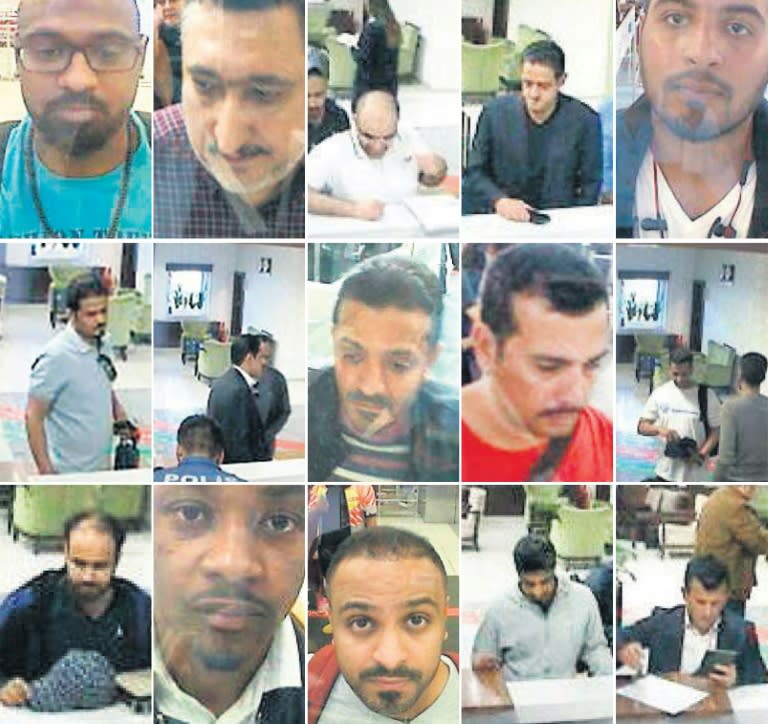 Police CCTV video allegedly shows members of a group of Saudi citizens that Turkish police suspect of being involved in Khashoggi's disappearance