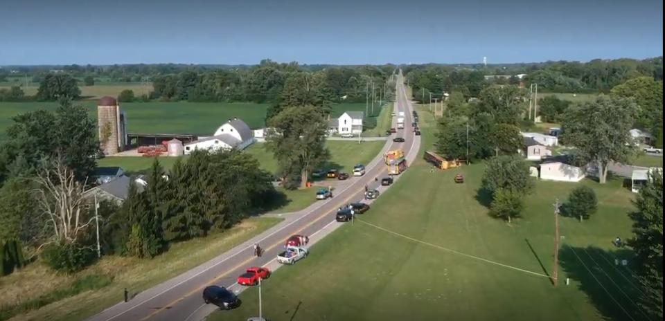 The scene of a school bus crash in Clark County.