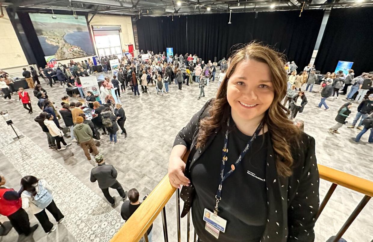 Michelle Murphy, assistant manager of recruiting for Nova Scotia Health, says she was very pleased with the turnout at the Joan Harriss Cruise Pavilion in Sydney. (Tom Ayers/CBC - image credit)