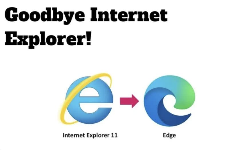 ▲微軟的IE(Internet Explorer)瀏覽器，即將在6/15，台灣時間6/16走入歷史，正式宣告一個時代的結束，接著由Edge取代。(圖／翻攝網路)