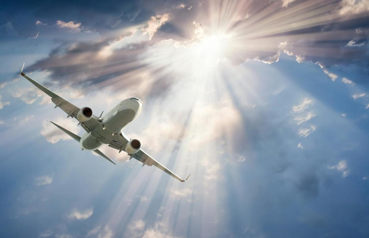 Captain, we're being pummeled by cosmic rays! <a href="https://www.shutterstock.com/image-photo/passenger-airplane-clouds-travel-by-air-568662646" rel="nofollow noopener" target="_blank" data-ylk="slk:muratart via Shutterstock.com;elm:context_link;itc:0;sec:content-canvas" class="link ">muratart via Shutterstock.com</a>