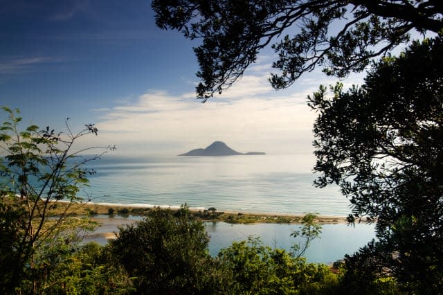 A view of Whale Island (Moutohora), Whakatane, North Island, New Zealand