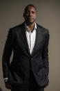 Toronto Raptors president Masai Ujiri is photographed after speaking to reporters at the NBA basketball team's media day availability, in Toronto, Monday, Sept. 26, 2022. (Chris Young/The Canadian Press via AP)